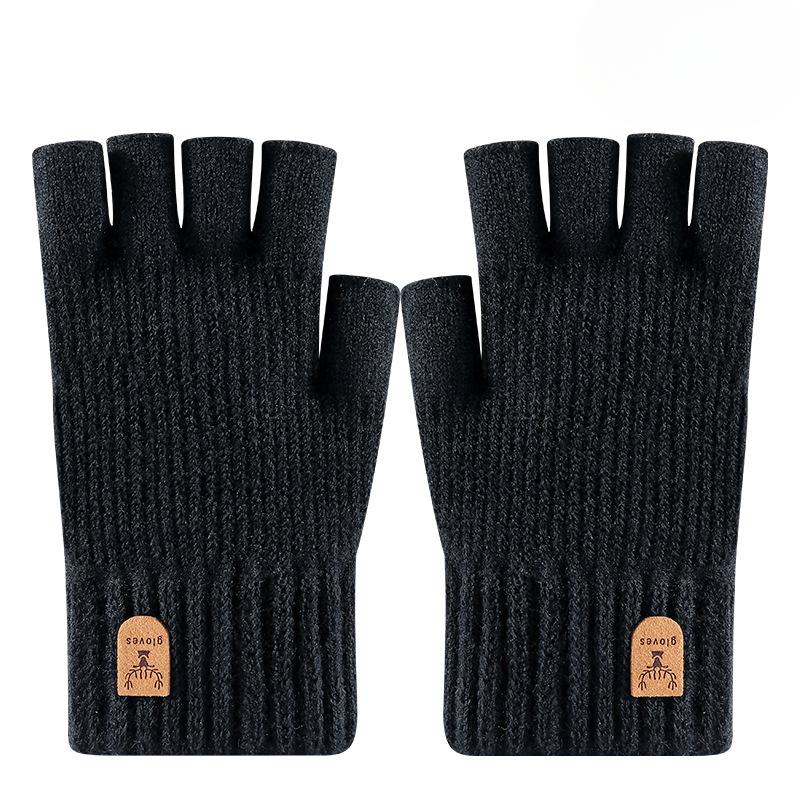 New Autumn and Winter Office Study Half Finger Gloves Warm and Cold Proof Knitted Gloves Outdoor Cycling Gloves