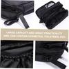 No-brand nylon material black double-layer makeup travel bag cosmetic zipper dirt-resistant essential protection easy use storage bathroom pouch.