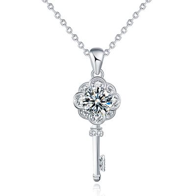 Original Design Schmuck Mosan Diamant 925 Sterling Silber Schlüssel Halskette frauen Lange Schlüsselbein Anhänger Paar Schmuck