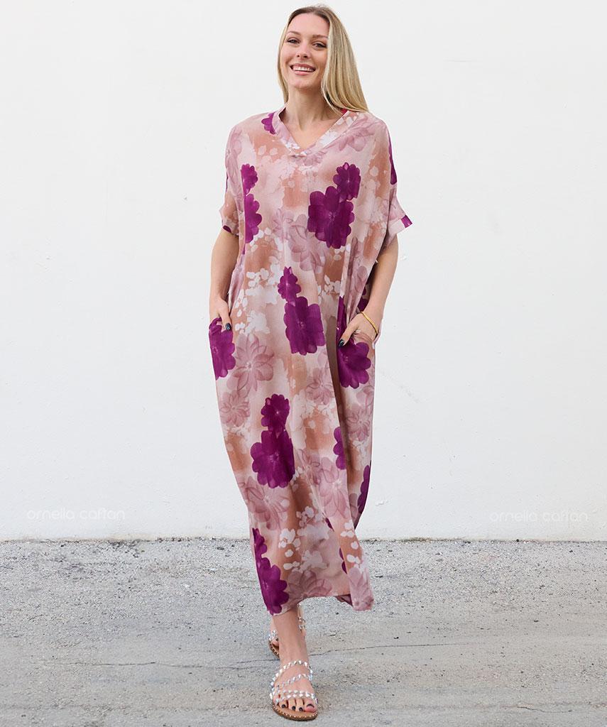 Summer Plus Size Loose Fit Vacation V-Neck Short Sleeve Maxi Dress Women Beach