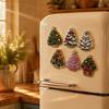 Whiteboard Magnetic Decorations 6Pcs DIY Faux Pearl Painting Fridge Magnet, Santa Snowman Stocking Tree Refrigerator Magnets Gingerbread Snowflake