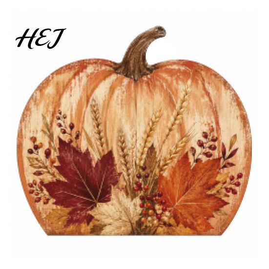 Holiday Window Sill Decor Thanksgiving Fall Pumpkin Table Decoration, Rustic Block Wooden Sign, Autumn Vintage Farmhouse Tabletop Centerpiece