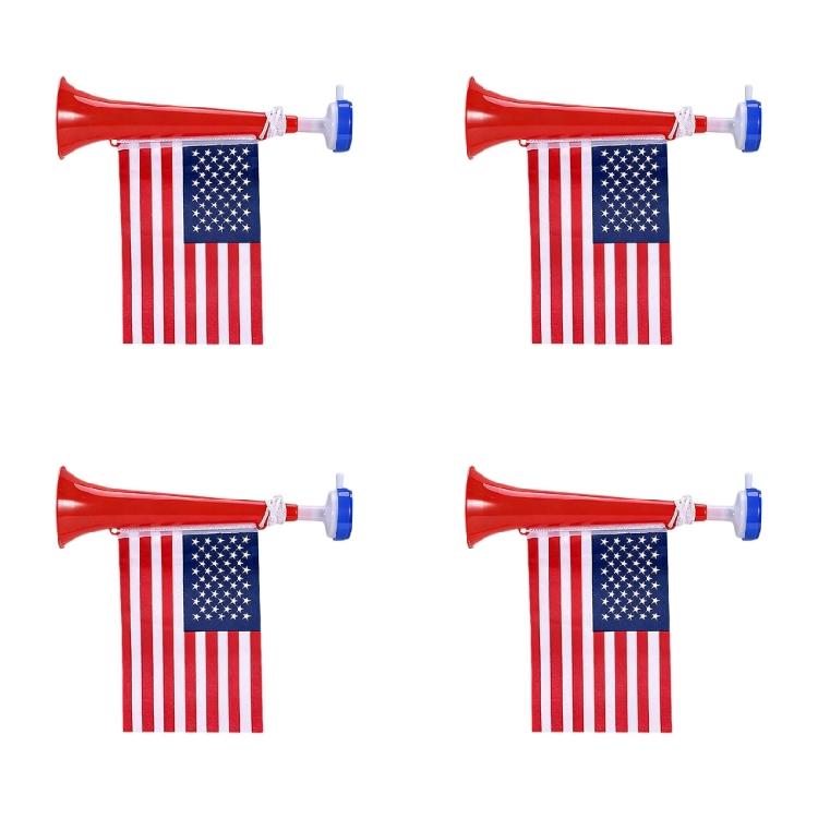 4Pcs/pack Festive Cheering Horns Soccer Event Flag Exciting Addition Toy for Sports Or Birthday Party Sports Game
