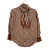 Chloe [Domestic Regular] All-over Print 100% Silk Bow Tie Blouse/ Tops 34 Sunset brownUsed