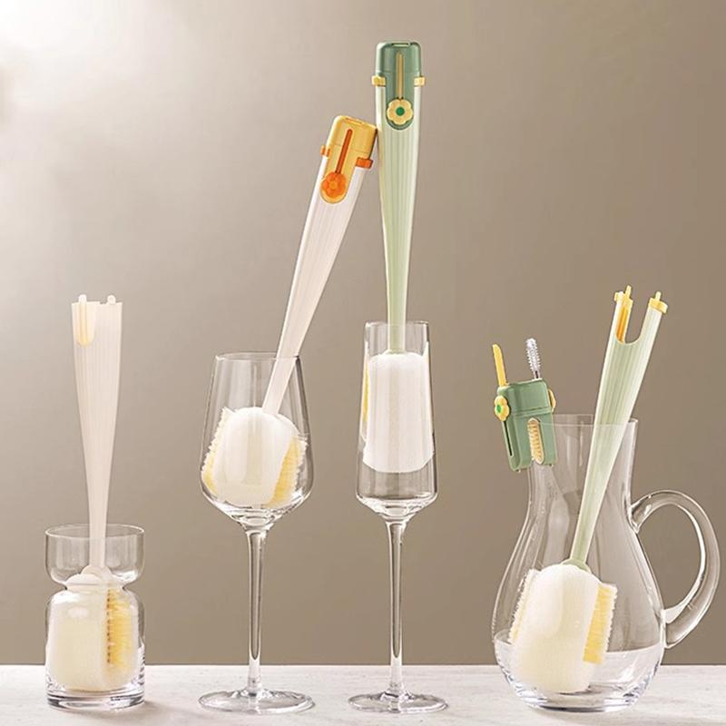 5-In-1Cup Multifunctional Washing Tool For Household Use Cup Brush Water Cup Thermos Cup Brush Milk Bottle Cleaning Sponge Brush