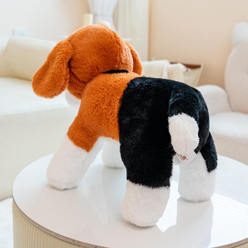 Realistic Beagle Dog Plush Toy Soft Fluffy Standing Puppy Stuffed Animal Doll Cute Pet Plushies Birthday Gift for Kids Girls