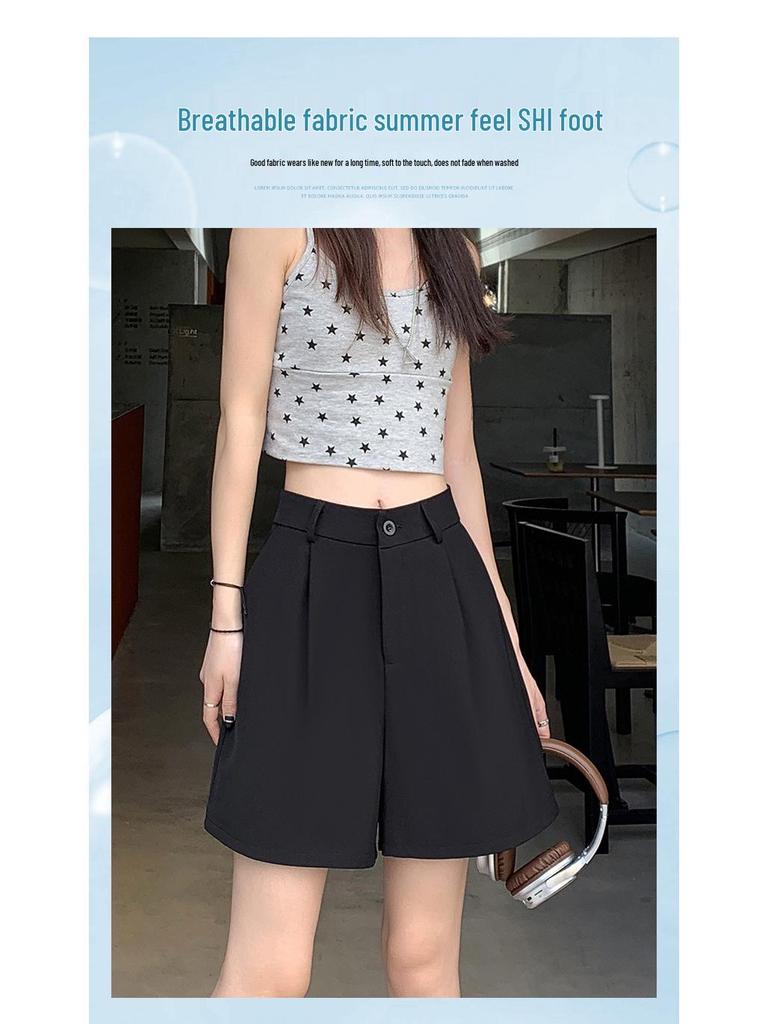 Women's Khaki High-Waisted A-Line Summer Shorts - Slimming, Petite, Ice Silk Casual Wear