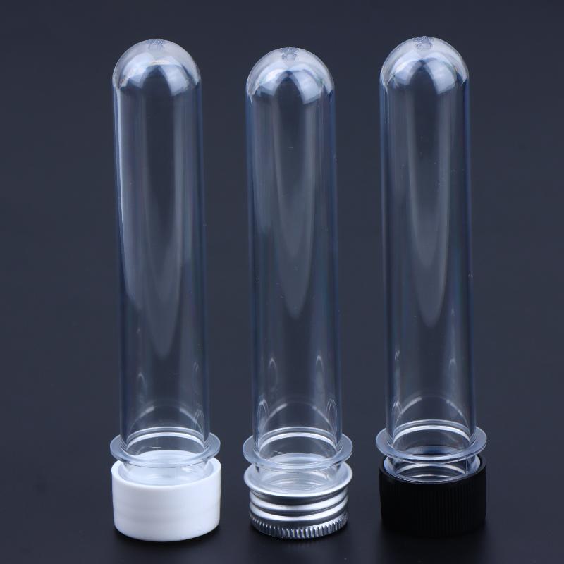 Refillable PET Test Tube Bottle 40ml Transparent Cylindrical Empty Container for Travel Cosmetic Liquid Sample Storage