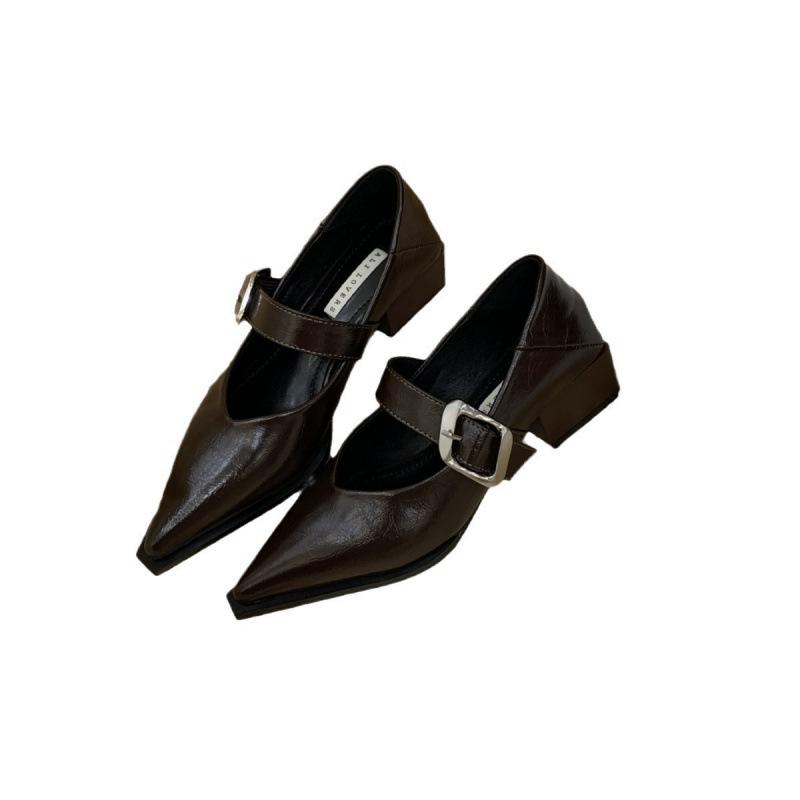British Sweet and Cool Mary Jane Shoes Korean Version Shallow Mouth Gentle French Single Shoes Summer Small Fragrant Leather Shoes Retro Women's Shoes