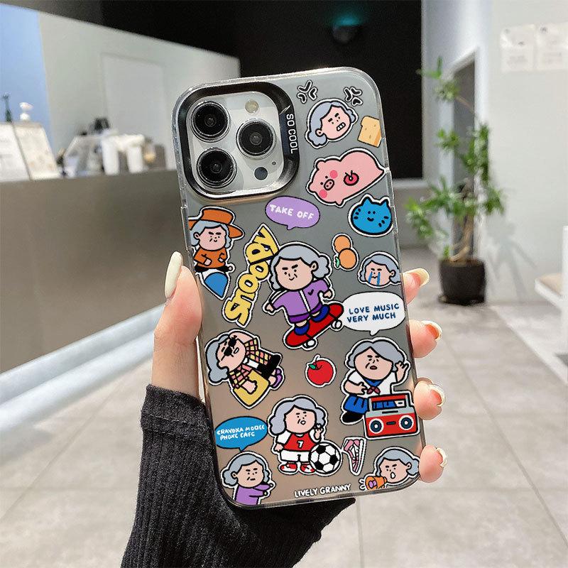 Cartoon puzzle phone case For iPhone16 anti-fall 15promax color silver 13 cartoon 12