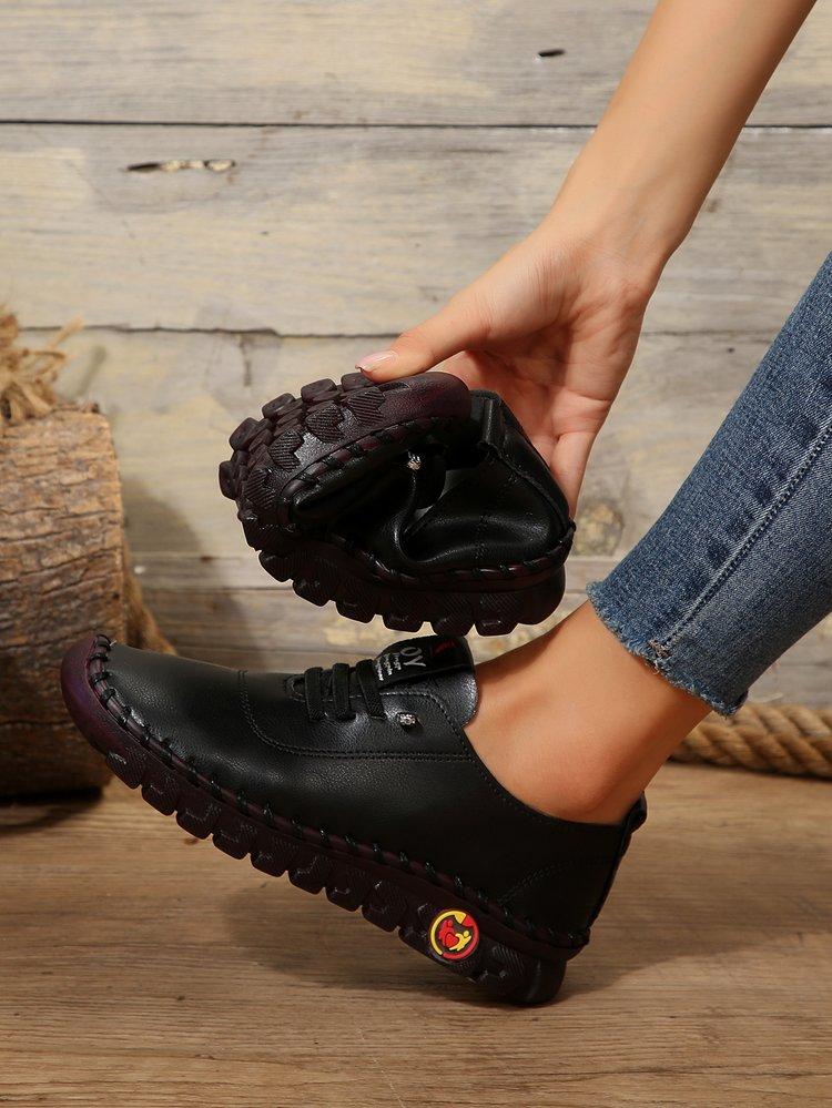 Sneakers Damenschuhe Leder Slipper Schuhe für Damen Bequeme Slipper Handgenähter Faden Zapatillas De Mujer