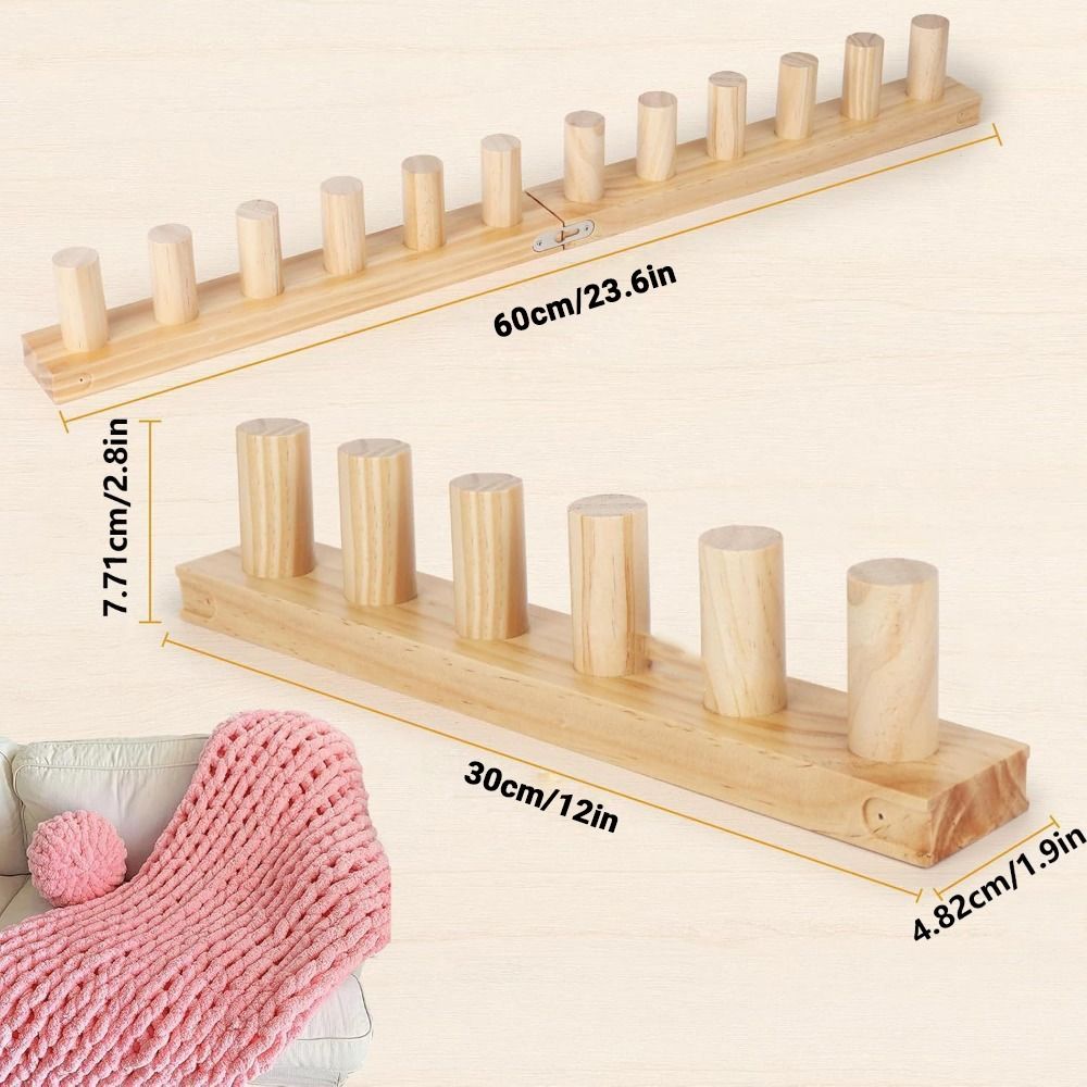 12 Pegs Chunky Knitting Blanket Loom 2 Boards Adjustable Weaving Loom Frame Easy Assembly Modular Design