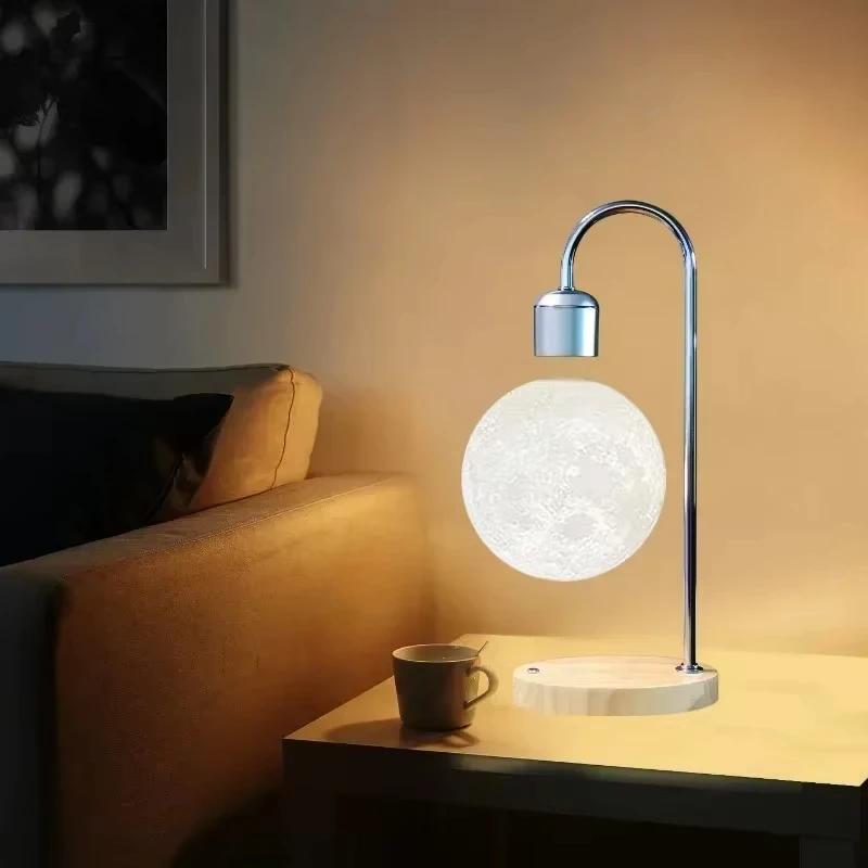 3D Printed Seamless Moon Lamp Creative Magnetic Levitation Home Decor LED Night Light Bedside Table Ornaments Indoor Lighting