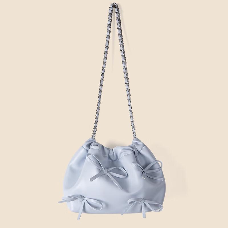 Fashion Bowknot Chain Soft Pleated Shoulder Bag