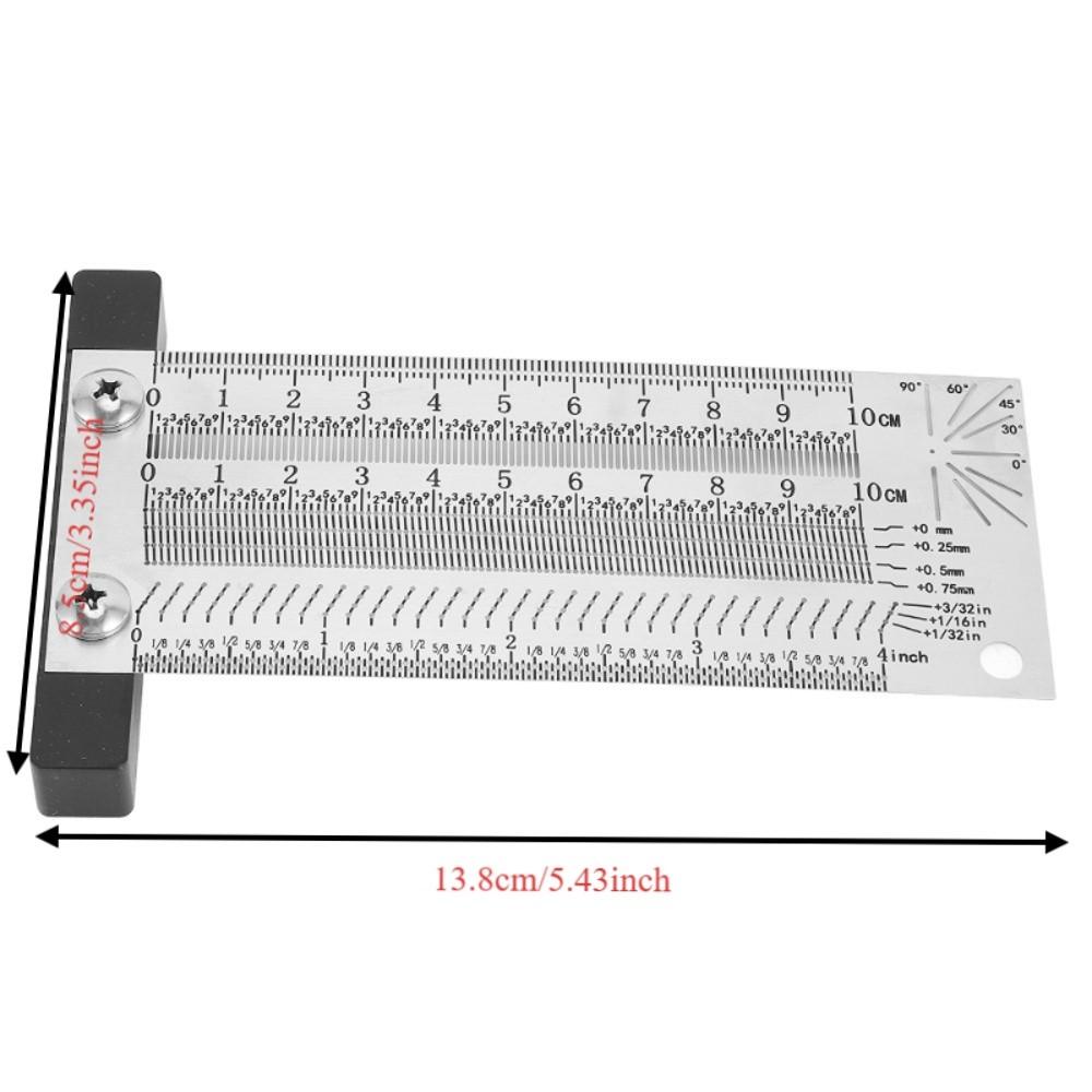 4 Inch T Square Measuring Ruler Stainless Steel Woodworking Scribing Tool Woodworking