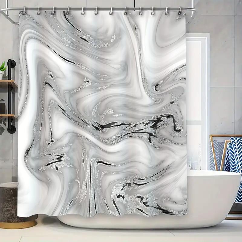 Elegant Gray Marble Texture Shower Curtain Waterproof Anti-Mold Bathroom Curtain Creative Home Decor Elevate Space Easy-Clean