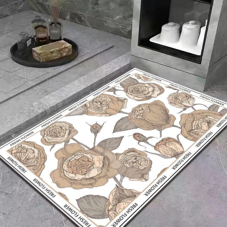 Light luxury diatom mud floor mat, bathroom entry door toilet absorbent bathroom mat, household toilet non-slip floor mat