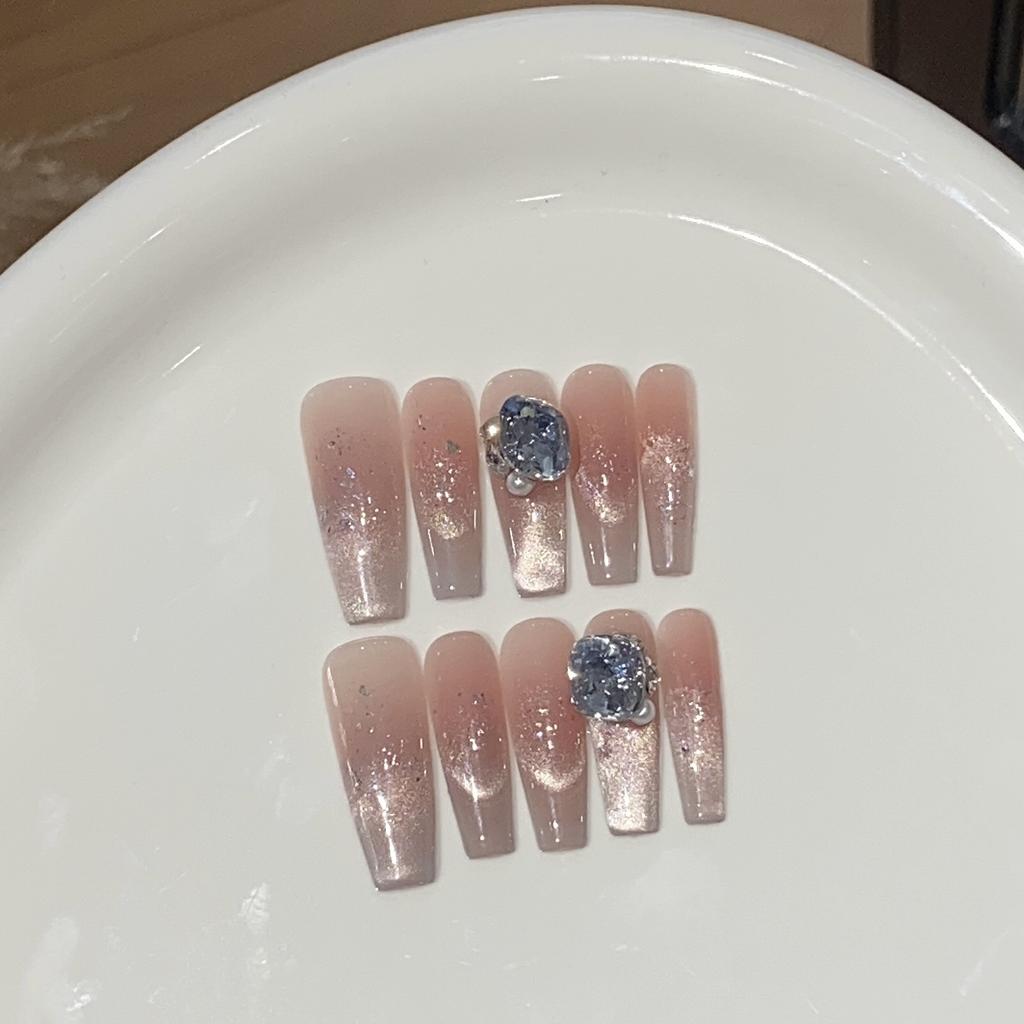 Pure Desire Ice-transparent Pink Smile Cat Eye Sequins Pearl Pile Square Diamond Ambiguous Patch Wear Armor