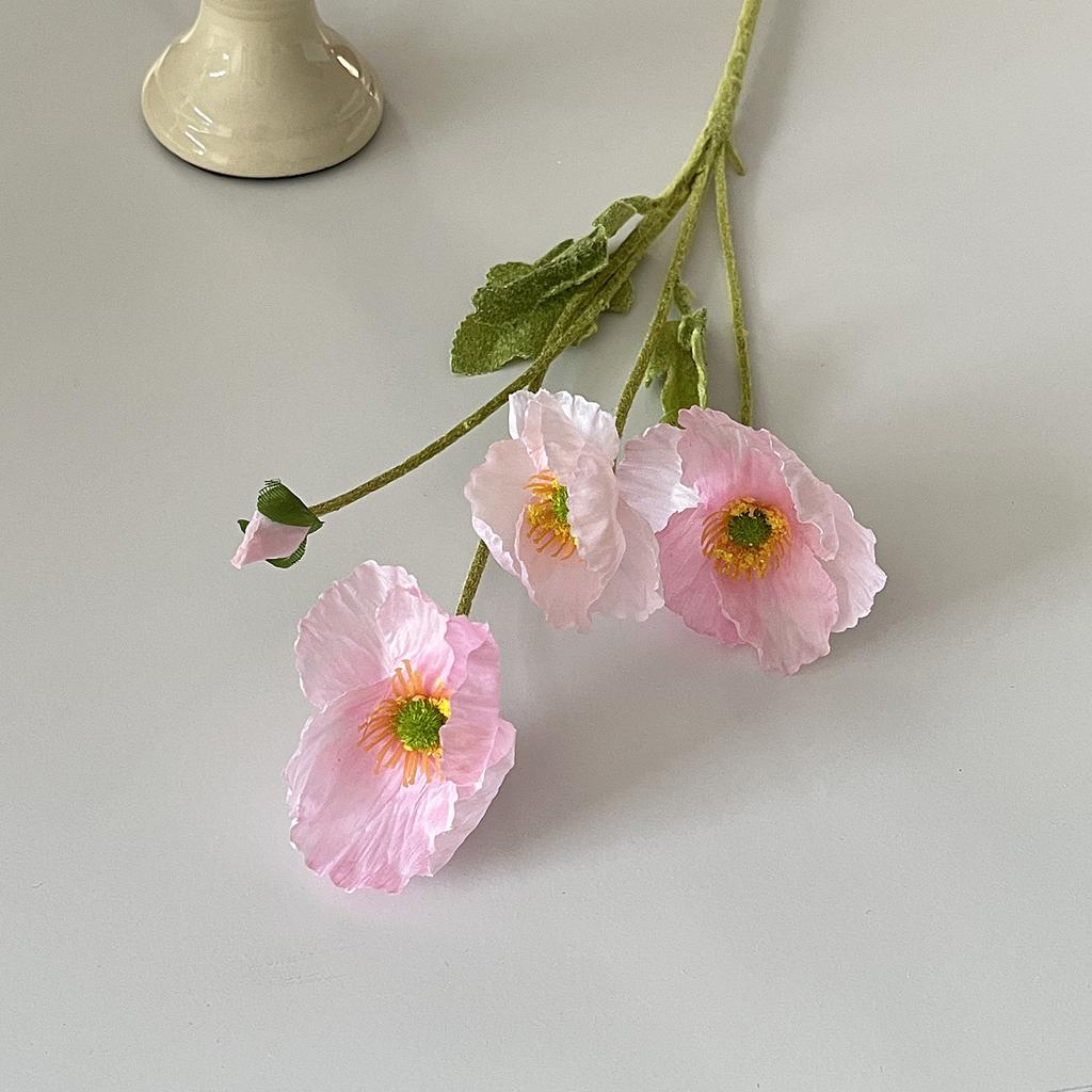 Artificial Poppies Flower High Quality Silk Red Blue Poppy Flowers Wedding Decoration Realistic Bouquet Home Decor