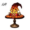 Gemütliches Schlafzimmer Nachtlicht Buntglas Hexenhut Lampe Handgefertigt Retro Harz
