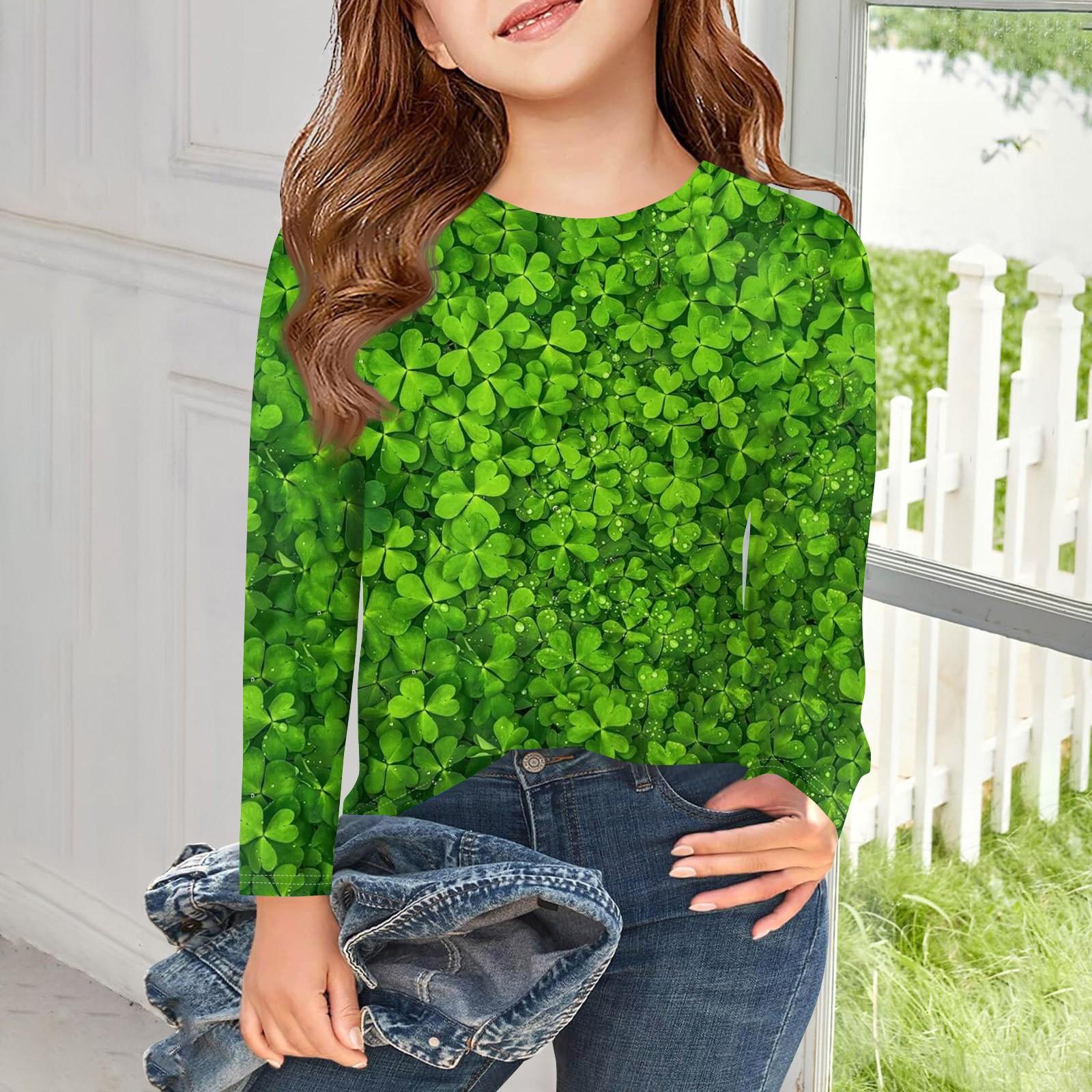 

Футболки с длинным рукавом для девочек, детские осенние топы с круглым вырезом и принтом, базовые футболки для детей 5–14 лет 130