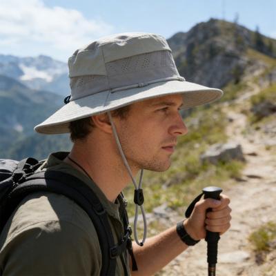 Hat Adjustable Size Waterproof Outdoor Sun Protection Hat with Windproof Buckle Patchwork