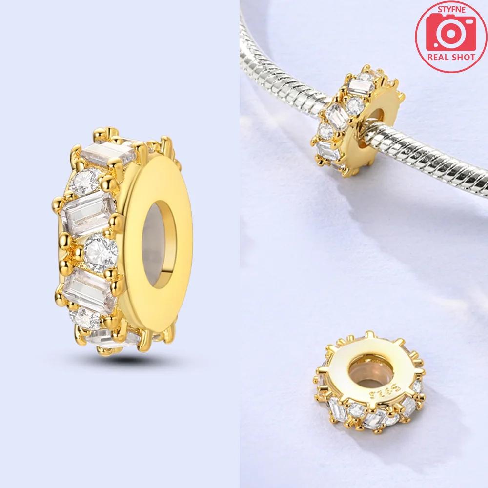 Original Funkelndes Gold Rose Heller Stern Herz Anhänger Charm Perlen Kupfer Passend Armband DIY Jubiläum Schmuck Geschenk