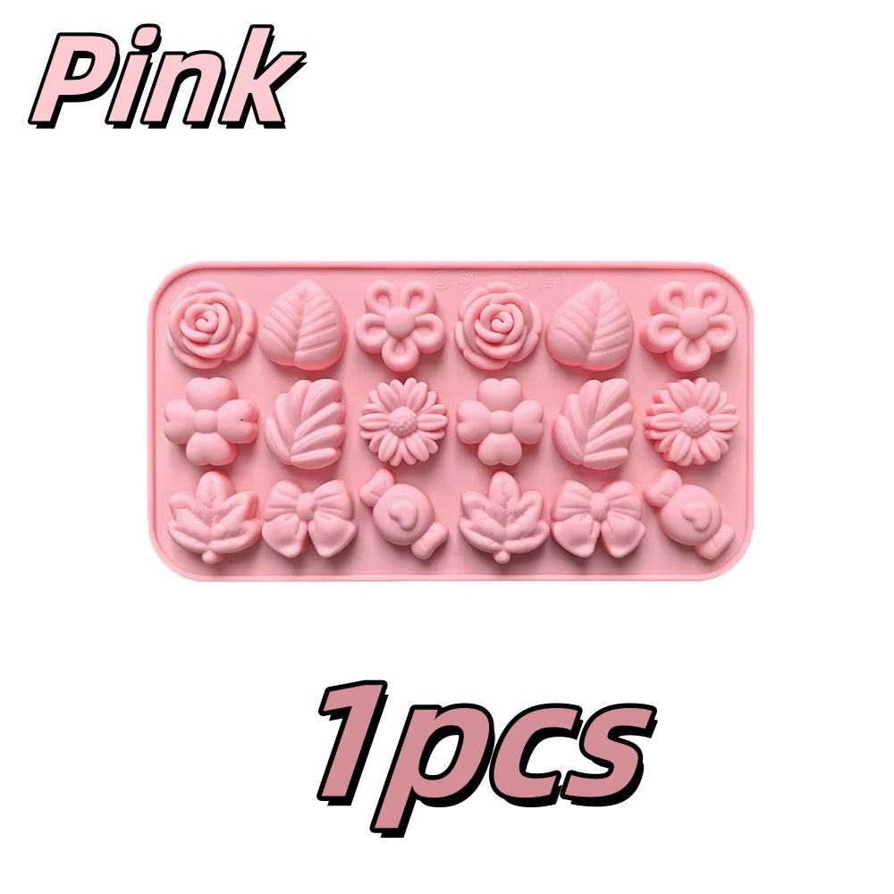 

1-4 шт. 18-гнездовая силиконовая форма для конфет в виде цветка, набор: маргаритка, роза, лист, банты; форма для выпечки печенья, шоколада, мастики, форма для торта в виде цветка