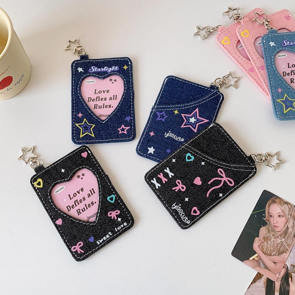 New Y2K Card Holder Denim with K-Pop Idol Photo Card Storage Case Bag Girls