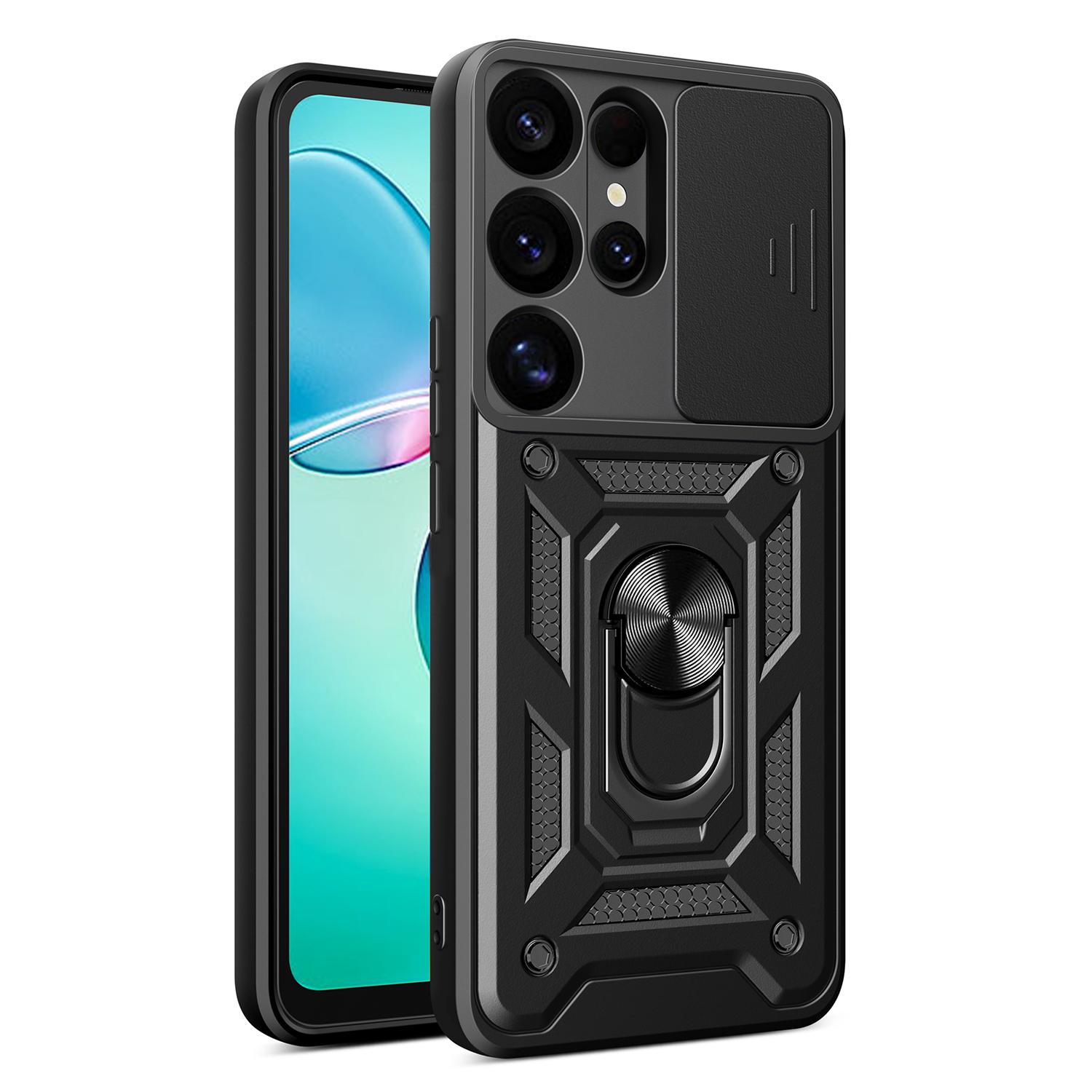 

AMORUS For Samsung Galaxy S25 Ultra Case Kickstand PC + TPU Phone Cover with Camera Lens Slider A