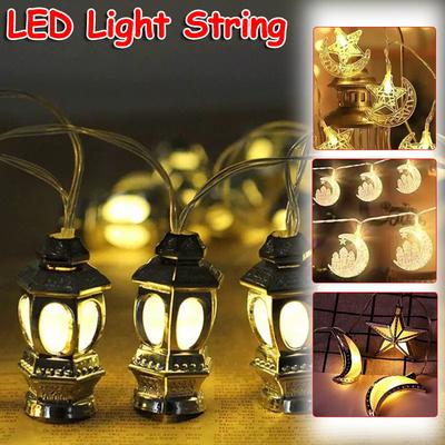 Ramadan Dekoration Plastik Laterne LED Lichterkette Ramadan Kareem Dekor Eid Mubarak Geschenk Al-Fitr Eid Festival Partyzubehör