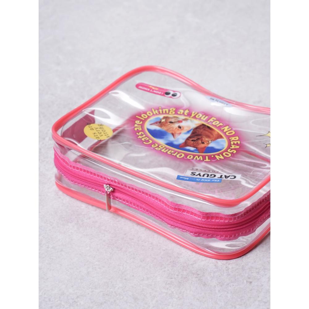 Daiso Cat Transparent Square Pouch Medium