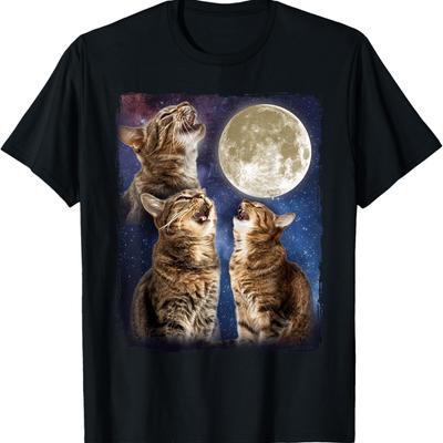 Cat Howling At Moon T-Shirt