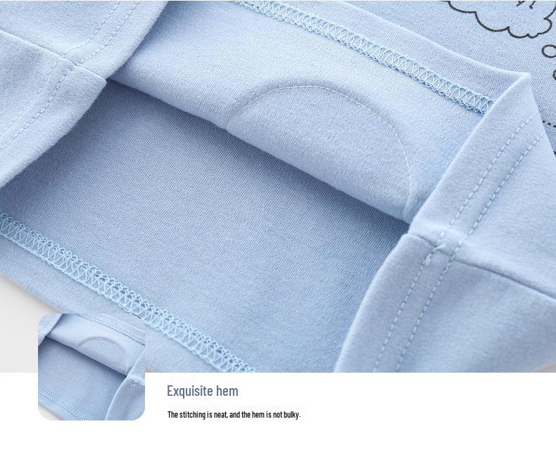 Children's Cotton Autumn-Winter Base Layer Set: Baby Printed Two-Piece with Shoulder Snaps and High-Waist Pants