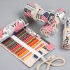 Handmade Canvas Pencil Roll - Large Capacity (36/48/72 Slots) for Colored Pencils, Sketching & Stationery