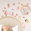 Cute Flower Fairy Butterfly Wall Stickers Cartoon Fairy Tale Decor for Kids Room Bedroom Kindergarten