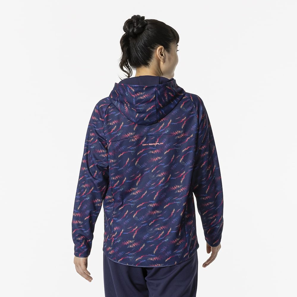 Mizuno Dry Aeroflow Highly Medieval Blue Women's Hoodie, Breathable, Sweat-Wicking, Quick-Drying Jersey, 32MCB310,