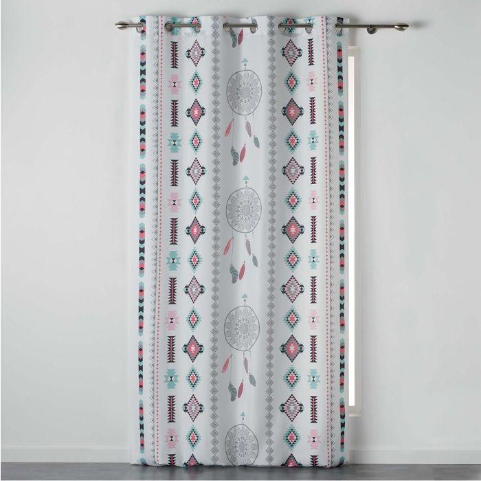 Rideau a oeillets 140 x 260 Indilla blanc menthe