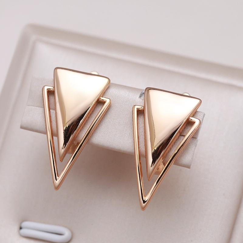 Fashion Glossy Dangle Earrings  Rose Gold Simple Triangle Earrings For Women High Quality Daily Fine Jewelry