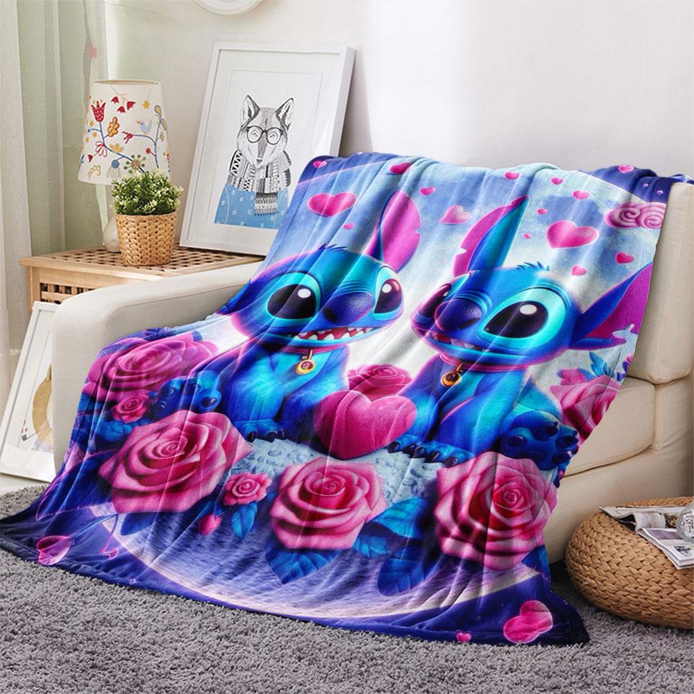 Stitch Cartoon printing Flannel Blanket Bedroom Sofa Camping Warm blanket Gifts for family and friends-MJ016
