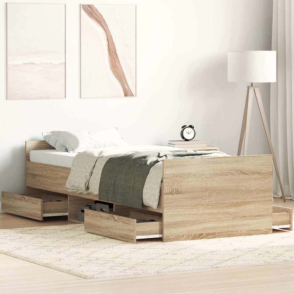 Vidaxl Bed Frame with Headboard and Footboard, Sonoma Oak, 90X200 Cm