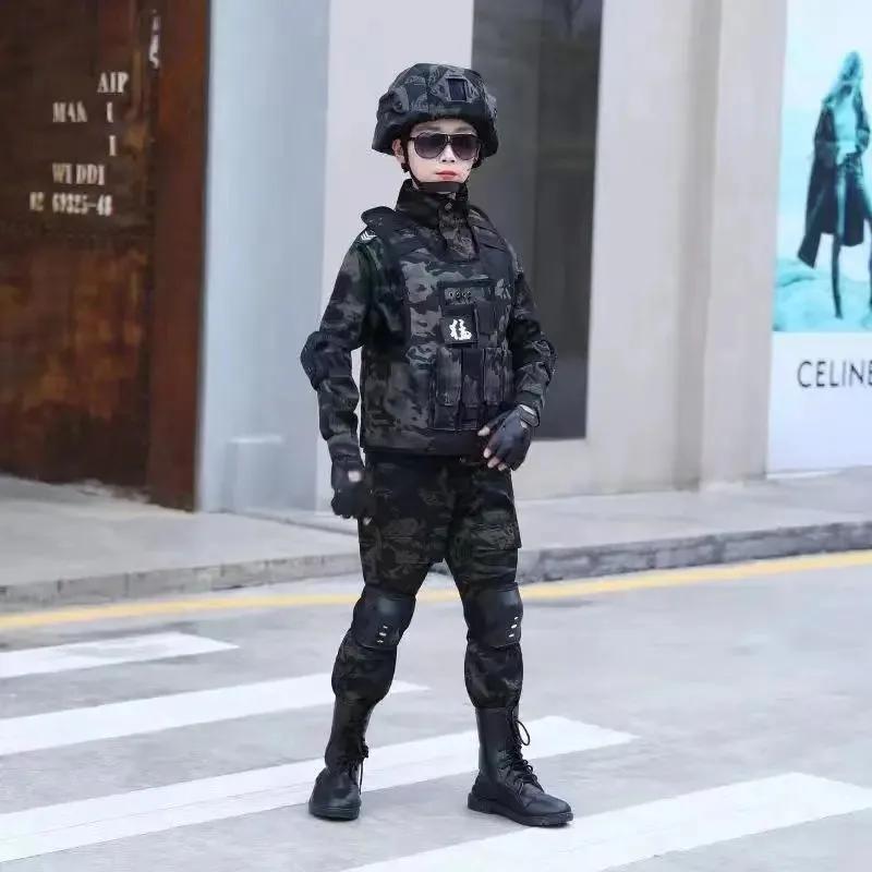 Children's Special Forces Combat Uniform New Camouflage Training Suit Black Eagle Camouflage Suit Performance Suit