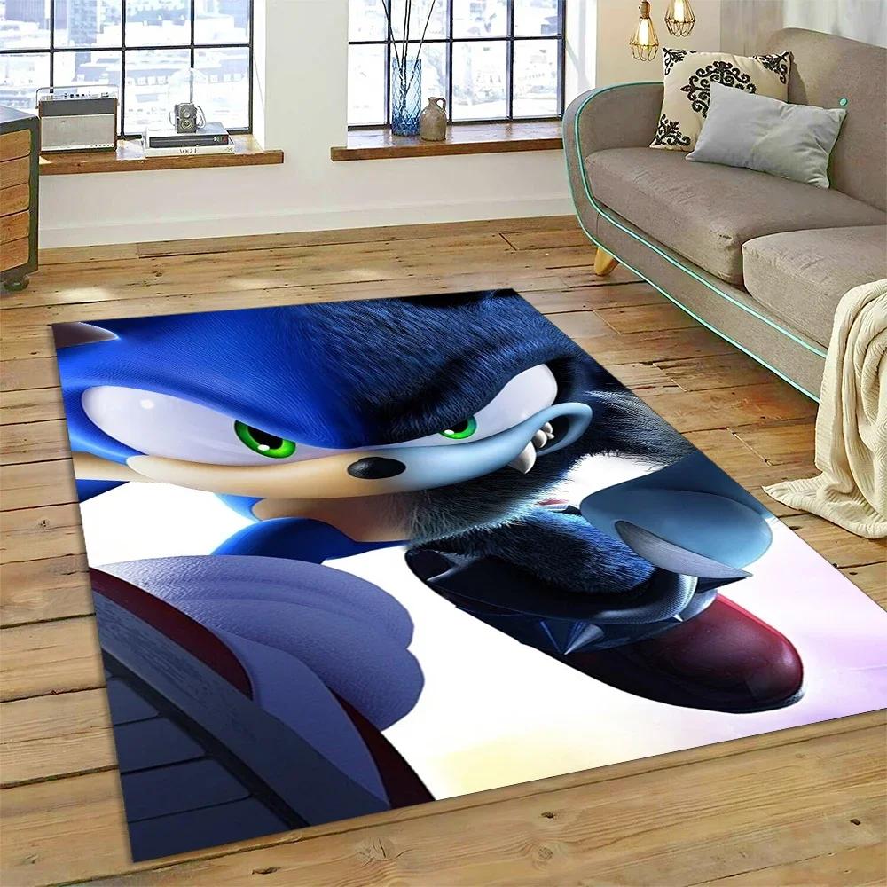 Game Anime 3D S-Sonic Cartoon Carpet Rug for Bedroom Living Room Home Sofa Decoration,Children Game Large Decor Floor Mat Gift