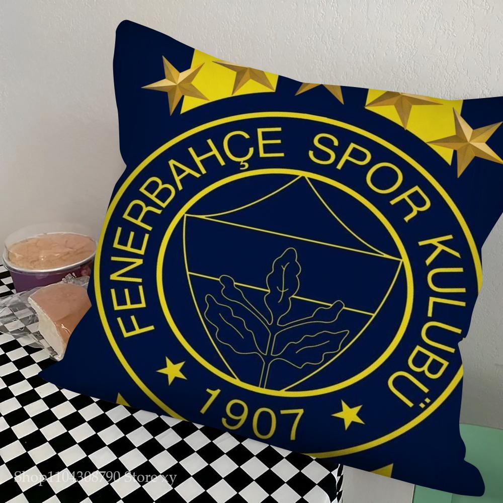 F-F Fenerbahce Federa Lusso Quadrata Camera da Letto Divano Cuscino Comfort per il Tempo Libero Auto Soggiorno Decorazione Casa