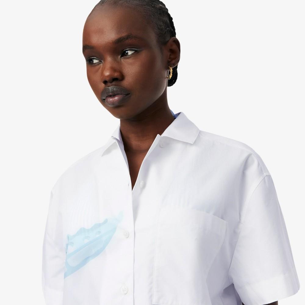 Lacoste Women's Poplin Crocodile Print Shirt CF1199-56G001