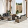 9-piece Garden Sofa Set with Grey Poly Rattan Acacia Cushions, 2-seater Garden Sofa with Grey Poly Cushions 3362738