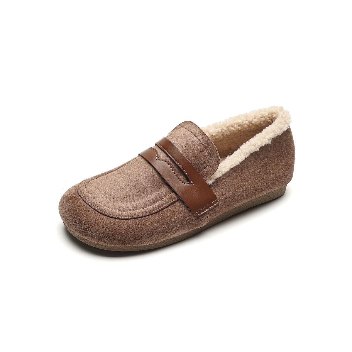 

Weiwei girl 3086-3 Boken shoes женские зимние туфли на плоской подошве с одной педалью пушистые женские туфли бархатные мокасины 35