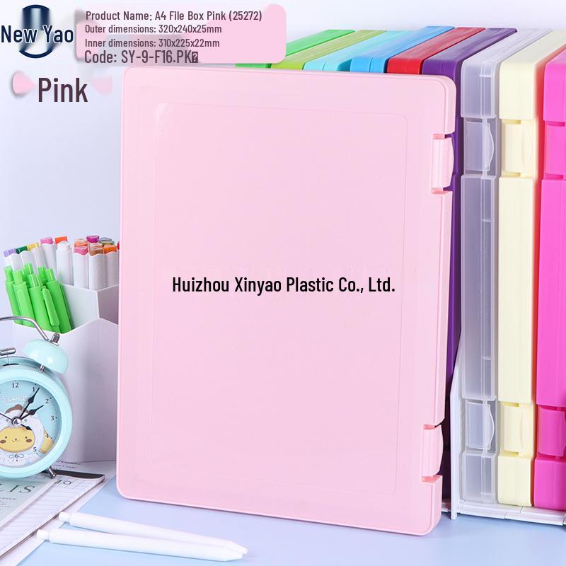 Large Capacity A4 File Box with Pen Slot & Clipboard for A5 Paper Storage