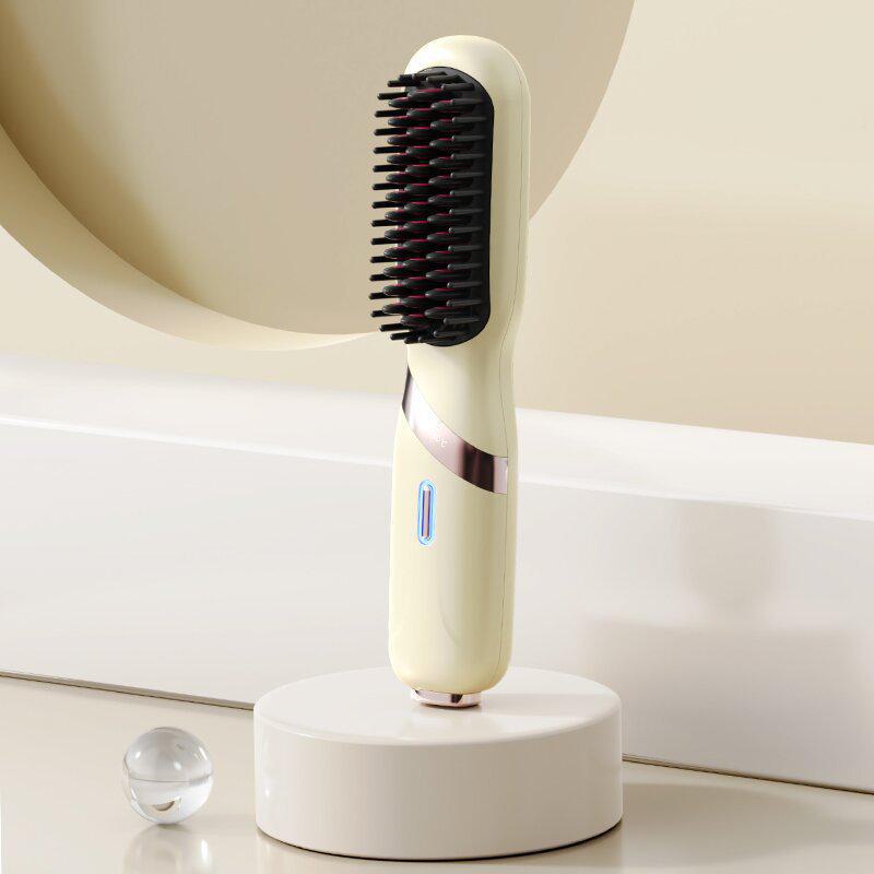 

Портативный беспроводной мини-выпрямитель для волос с технологией отрицательных ионов светло-желтого