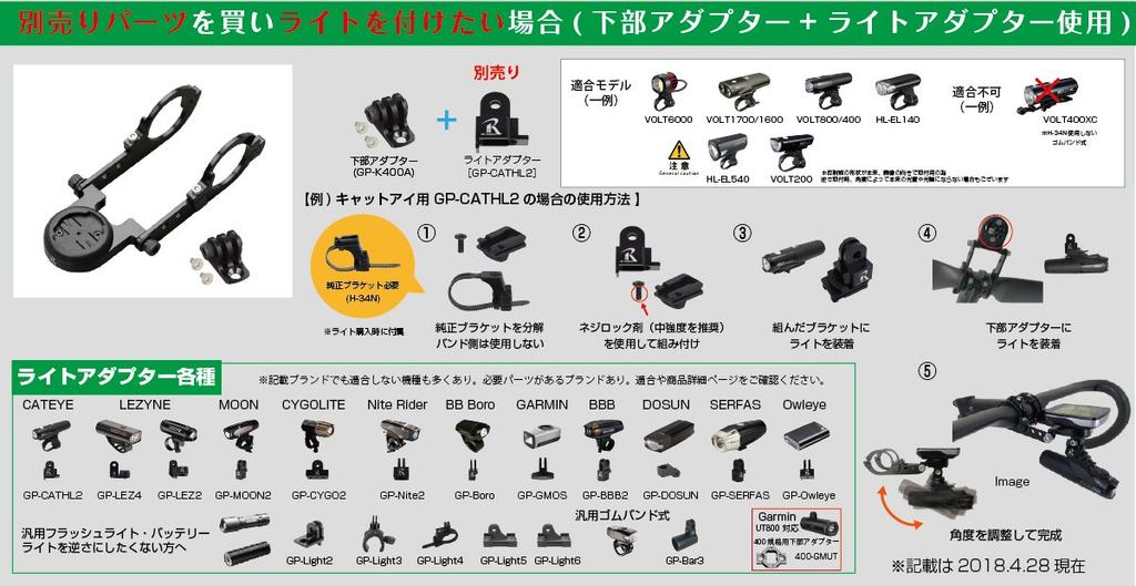 Type 19 Combo Mount Narrow Type with Lower for Handlebar Clamp Diameter [RECMount] "Second Generation" Garmin/CatEye (Double-Handed Adapter)